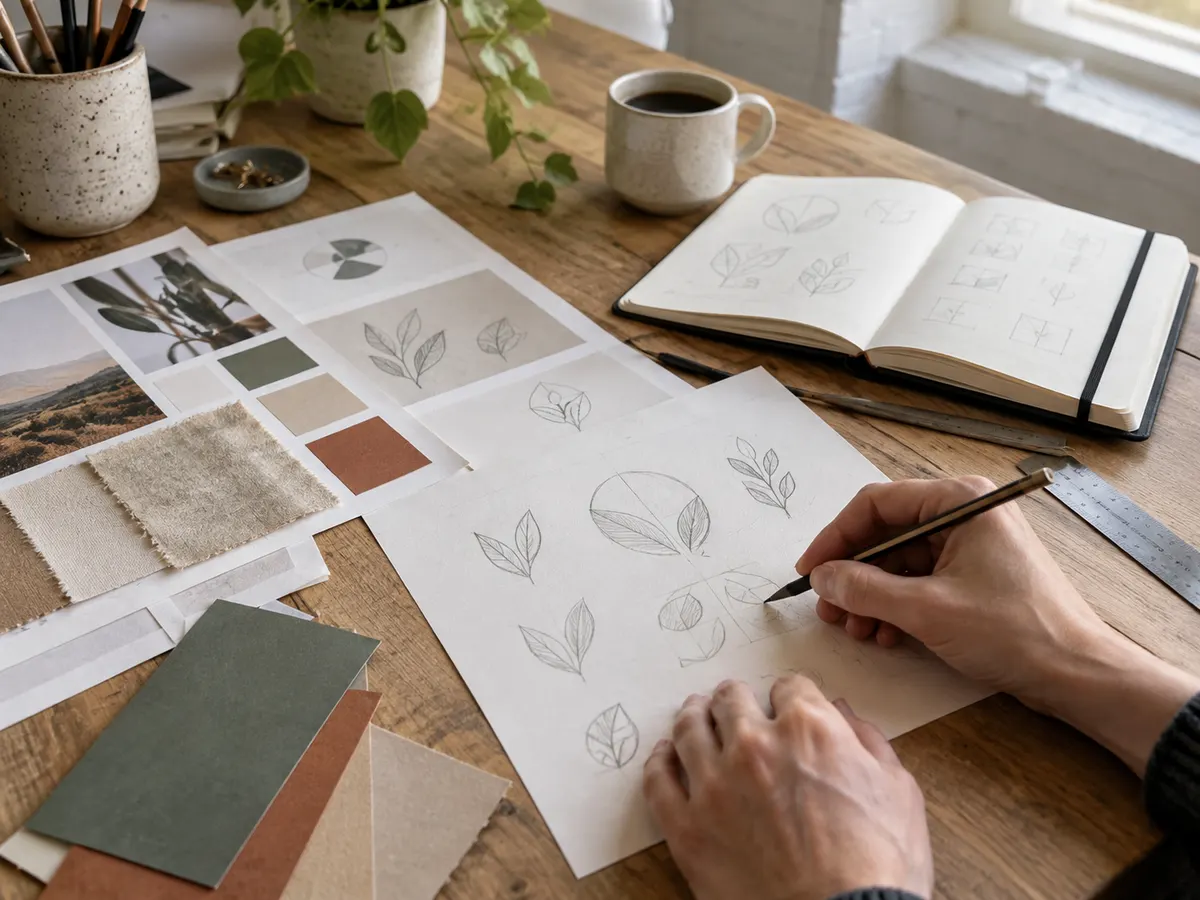 Designer sketching a brand identity